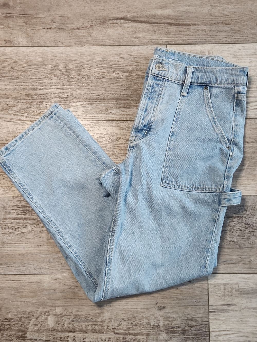 Old Navy Light Blue Relaxed Carpenter Jeans Mid Rise The Slouchy Straight Leg